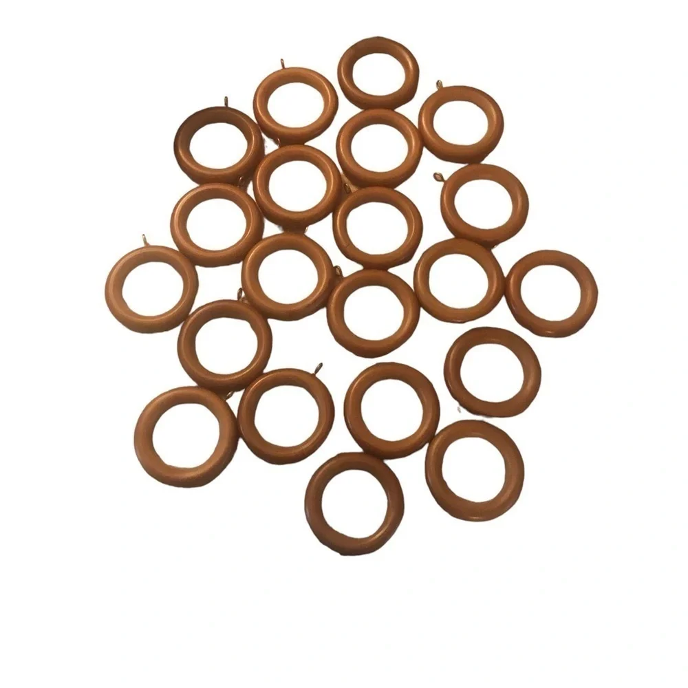 Curtain Rings With Clips Vintage Faux Wood Brown 2” 21 Pieces Home Decorating